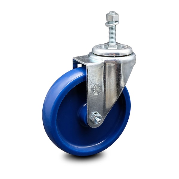 5 Inch Solid Polyurethane Wheel Swivel 10mm Threaded Stem Caster SCC